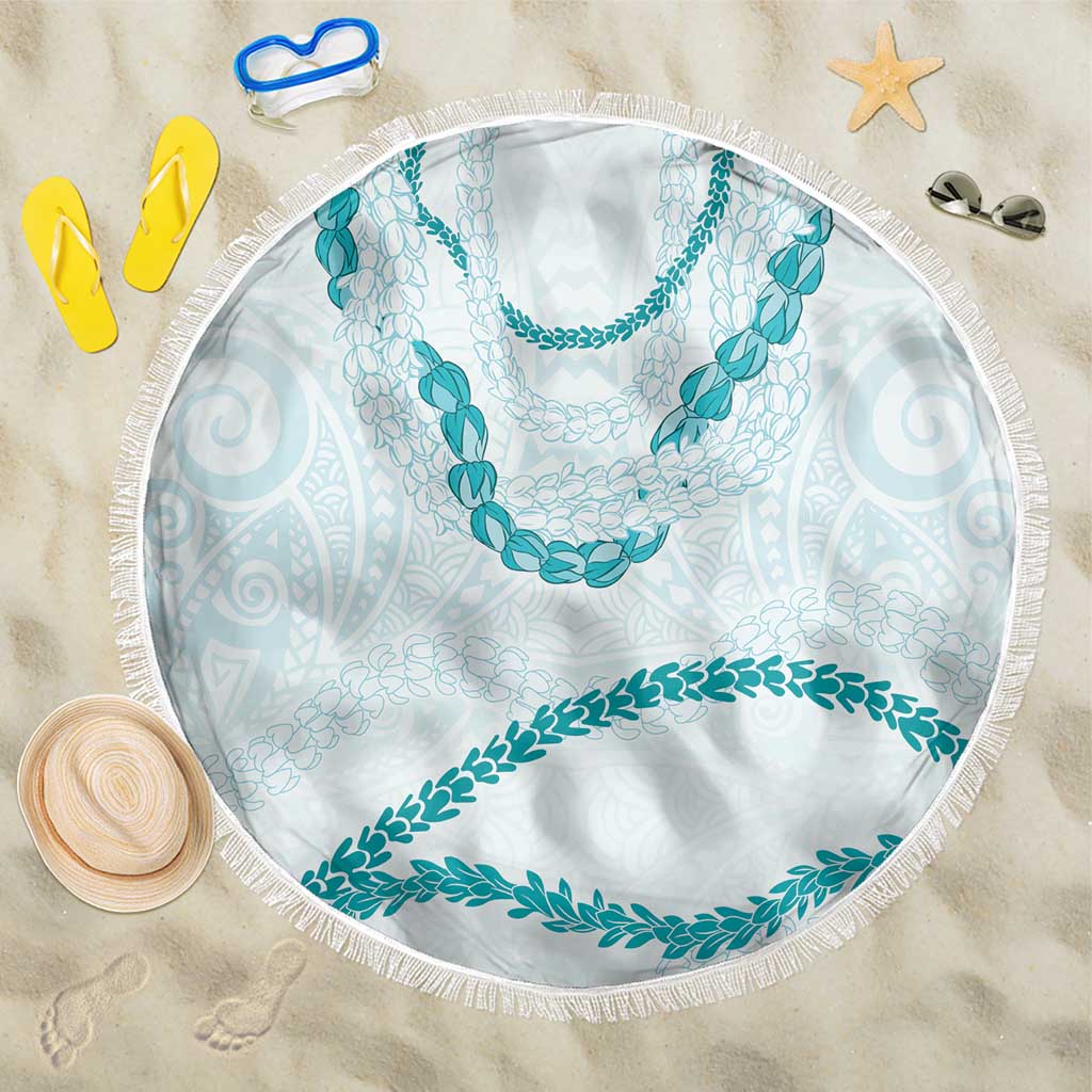 Aloha Lei Mikioi Beach Blanket Teal Polynesian Tribal Tatau Pattern