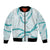 Aloha Lei Mikioi Bomber Jacket Teal Polynesian Tribal Tatau Pattern