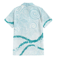 Aloha Lei Mikioi Family Matching Mermaid Dress and Hawaiian Shirt Teal Polynesian Tribal Tatau Pattern