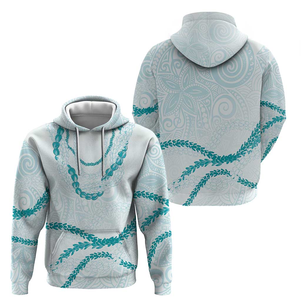 Aloha Lei Mikioi Hoodie Teal Polynesian Tribal Tatau Pattern