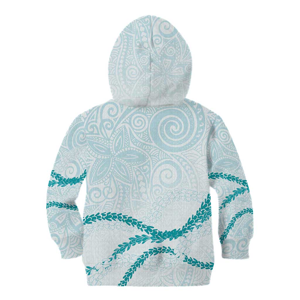 Aloha Lei Mikioi Kid Hoodie Teal Polynesian Tribal Tatau Pattern