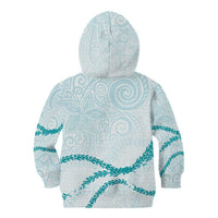 Aloha Lei Mikioi Kid Hoodie Teal Polynesian Tribal Tatau Pattern