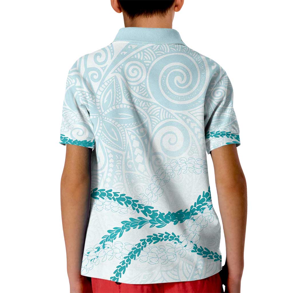 Aloha Lei Mikioi Kid Polo Shirt Teal Polynesian Tribal Tatau Pattern