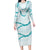 Aloha Lei Mikioi Long Sleeve Bodycon Dress Teal Polynesian Tribal Tatau Pattern