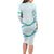 Aloha Lei Mikioi Long Sleeve Bodycon Dress Teal Polynesian Tribal Tatau Pattern