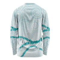 Aloha Lei Mikioi Long Sleeve Shirt Teal Polynesian Tribal Tatau Pattern