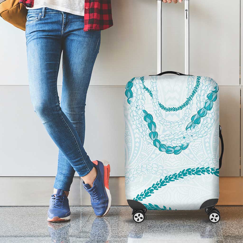 Aloha Lei Mikioi Luggage Cover Teal Polynesian Tribal Tatau Pattern