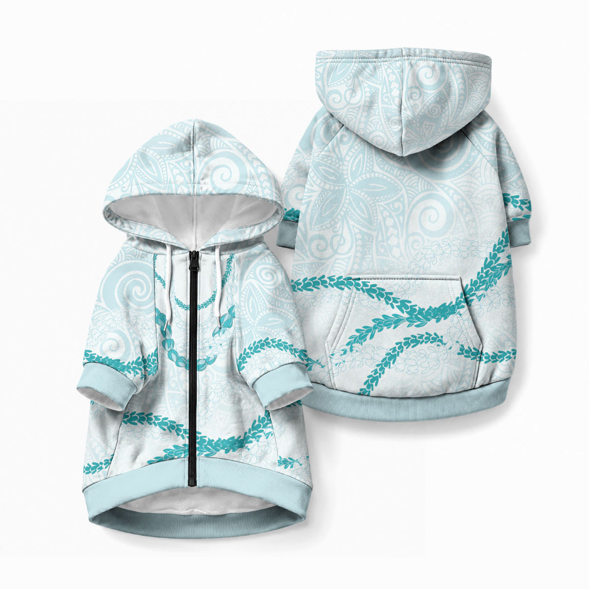 Aloha Lei Mikioi Pet Hoodie Aloha Lei Mikioi LT9 Zip-up Teal - Polynesian Pride