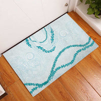 Aloha Lei Mikioi Rubber Doormat Teal Polynesian Tribal Tatau Pattern