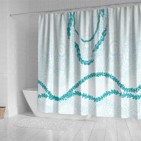 Aloha Lei Mikioi Shower Curtain Teal Polynesian Tribal Tatau Pattern