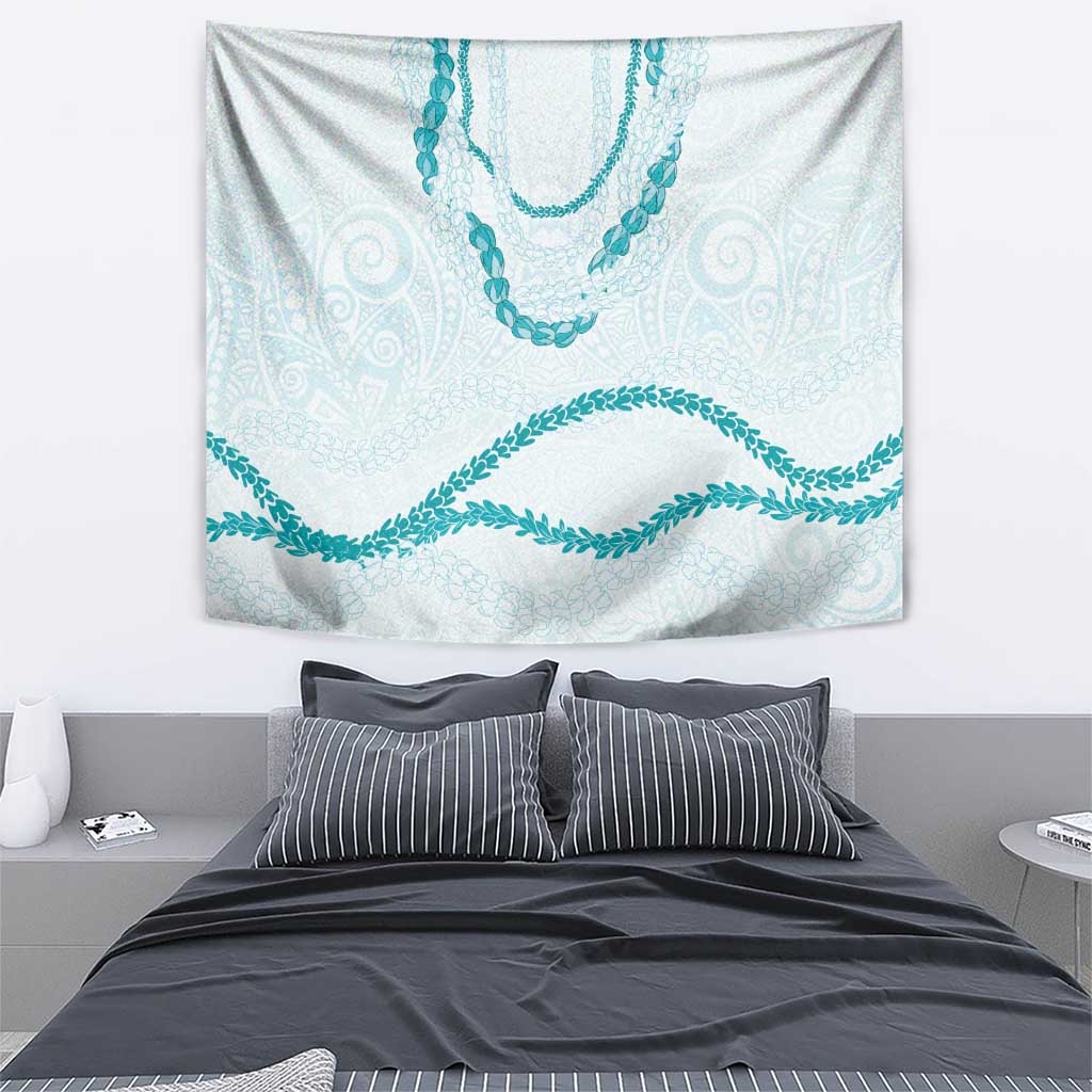 Aloha Lei Mikioi Tapestry Teal Polynesian Tribal Tatau Pattern