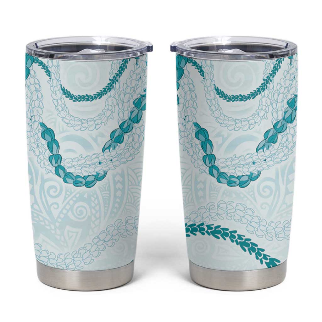 Aloha Lei Mikioi Tumbler Cup Teal Polynesian Tribal Tatau Pattern