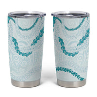 Aloha Lei Mikioi Tumbler Cup Teal Polynesian Tribal Tatau Pattern