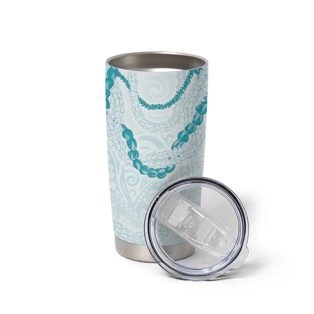 Aloha Lei Mikioi Tumbler Cup Teal Polynesian Tribal Tatau Pattern