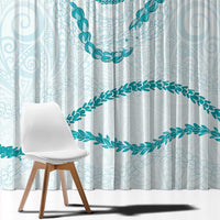 Aloha Lei Mikioi Window Curtain Teal Polynesian Tribal Tatau Pattern