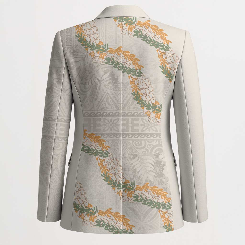 Aloha Pakalana and Puakenikeni Lei Blazer Beige Hawaiian Pattern - Polynesian Pride