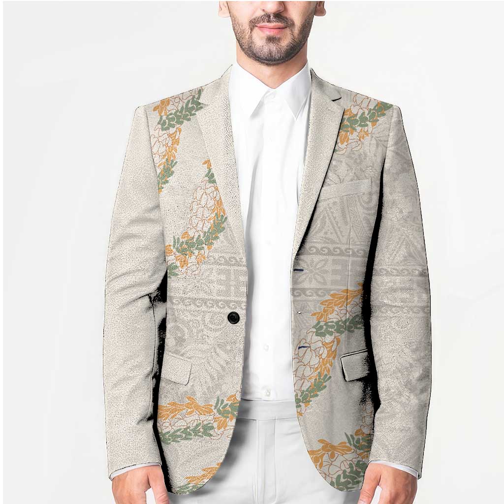 Aloha Pakalana and Puakenikeni Lei Blazer Beige Hawaiian Pattern - Polynesian Pride