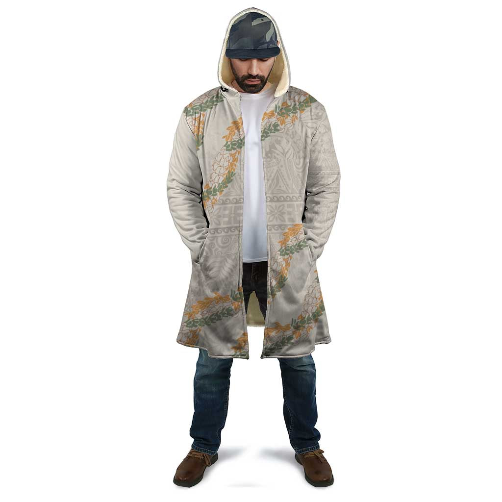 Aloha Pakalana and Puakenikeni Lei Cloak Beige Hawaiian Pattern - Polynesian Pride