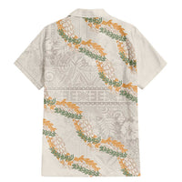Aloha Pakalana and Puakenikeni Lei Family Matching Mermaid Dress and Hawaiian Shirt Beige Hawaiian Pattern