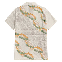 Aloha Pakalana and Puakenikeni Lei Family Matching Short Sleeve Bodycon Dress and Hawaiian Shirt Beige Hawaiian Pattern