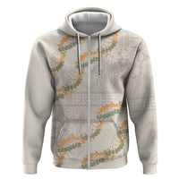 Aloha Pakalana and Puakenikeni Lei Hoodie Beige Hawaiian Pattern