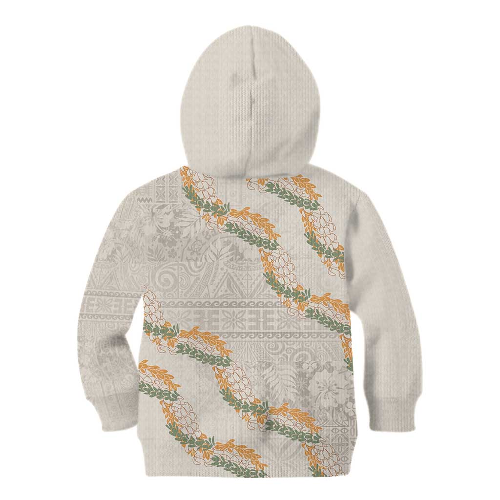 Aloha Pakalana and Puakenikeni Lei Kid Hoodie Beige Hawaiian Pattern