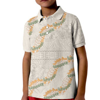 Aloha Pakalana and Puakenikeni Lei Kid Polo Shirt Beige Hawaiian Pattern