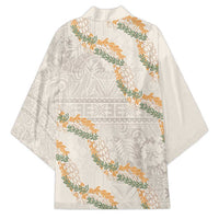 Aloha Pakalana and Puakenikeni Lei Kimono Beige Hawaiian Pattern - Polynesian Pride