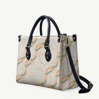 Aloha Pakalana and Puakenikeni Lei Leather Bag Beige Hawaiian Pattern - Polynesian Pride