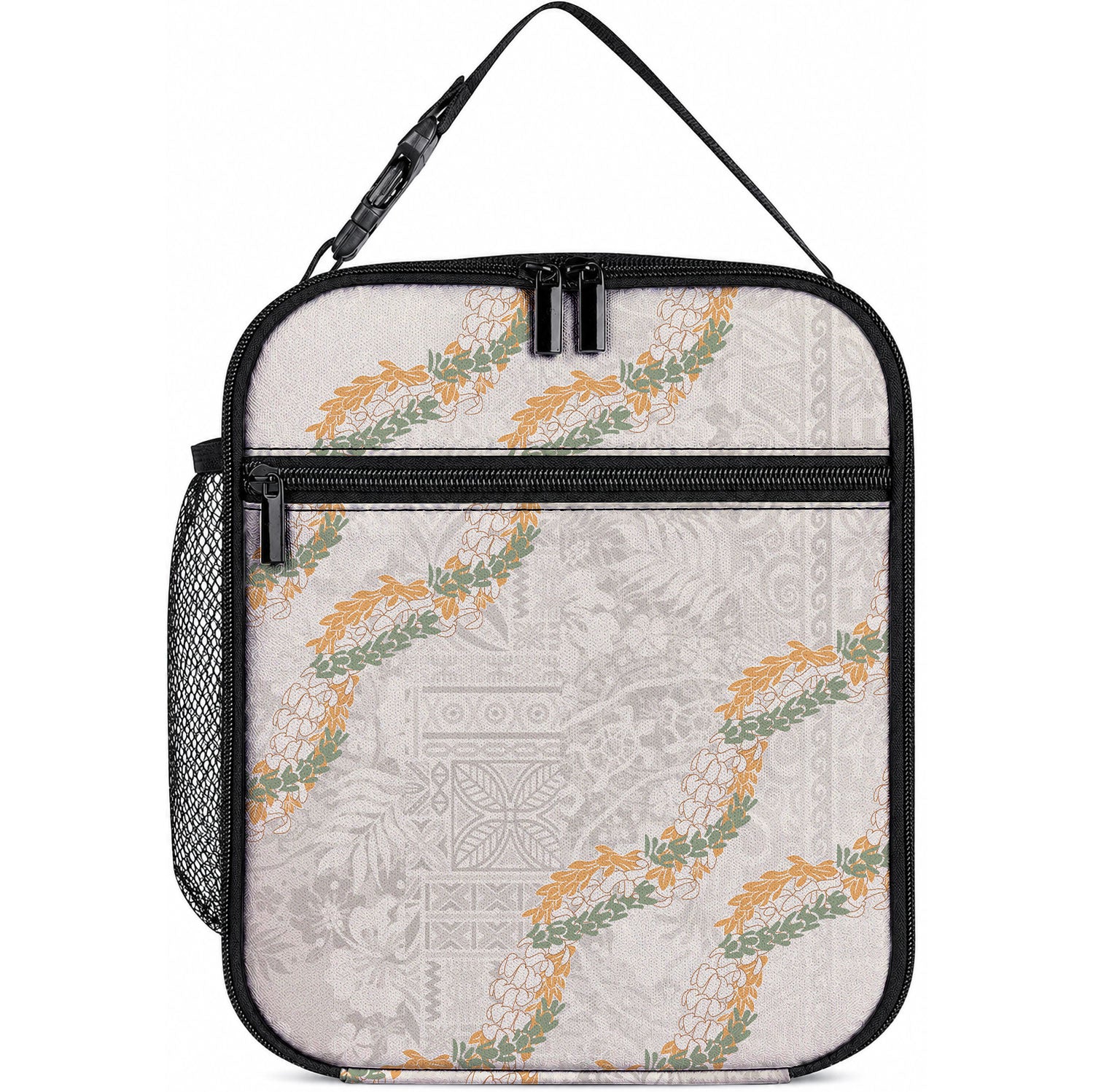Aloha Pakalana and Puakenikeni Lei Lunch Bag Beige Hawaiian Pattern