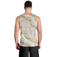 Aloha Pakalana and Puakenikeni Lei Men Tank Top Beige Hawaiian Pattern