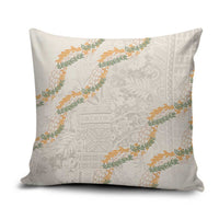 Aloha Pakalana and Puakenikeni Lei Pillow Cover Beige Hawaiian Pattern - Polynesian Pride