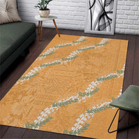 Aloha Pakalana and Puakenikeni Lei Area Rug Gold Hawaiian Pattern