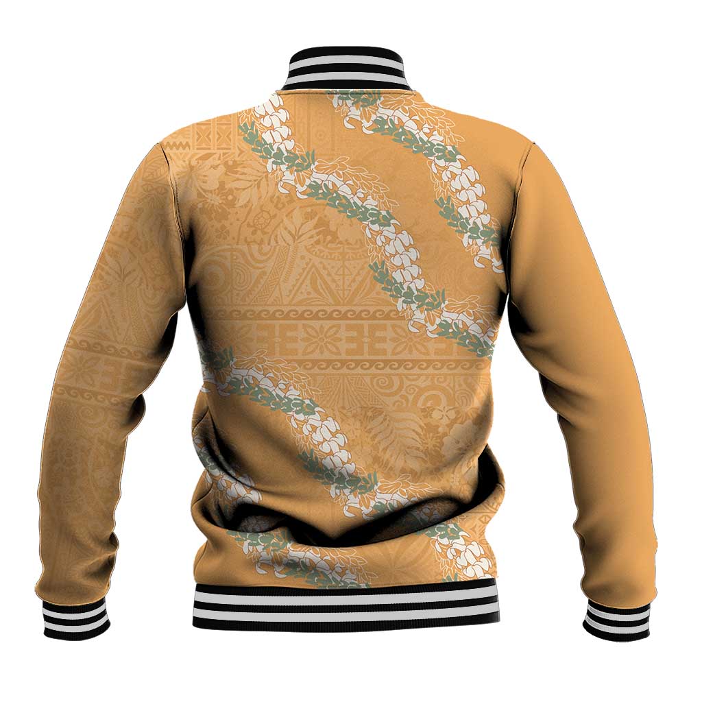 Aloha Pakalana and Puakenikeni Lei Baseball Jacket Gold Hawaiian Pattern