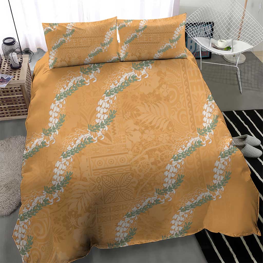 Aloha Pakalana and Puakenikeni Lei Bedding Set Gold Hawaiian Pattern