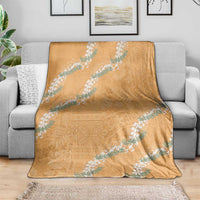 Aloha Pakalana and Puakenikeni Lei Blanket Gold Hawaiian Pattern