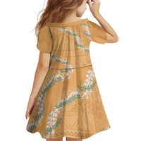 Aloha Pakalana and Puakenikeni Lei Family Matching Long Sleeve Bodycon Dress and Hawaiian Shirt Gold Hawaiian Pattern LT9 - Polynesian Pride