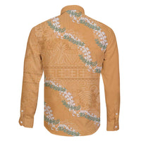 Aloha Pakalana and Puakenikeni Lei Family Matching Long Sleeve Bodycon Dress and Hawaiian Shirt Gold Hawaiian Pattern LT9 - Polynesian Pride