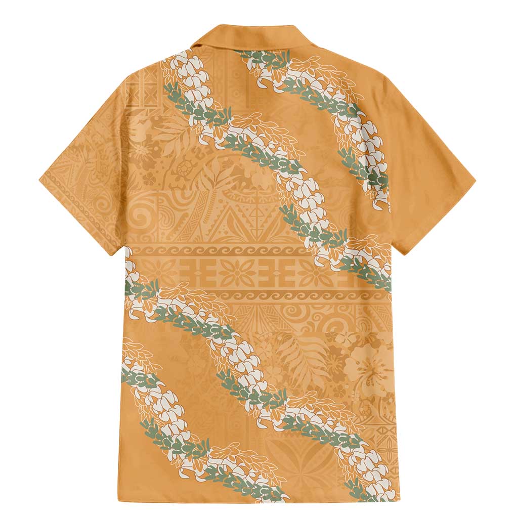 Aloha Pakalana and Puakenikeni Lei Family Matching Mermaid Dress and Hawaiian Shirt Gold Hawaiian Pattern LT9 - Polynesian Pride
