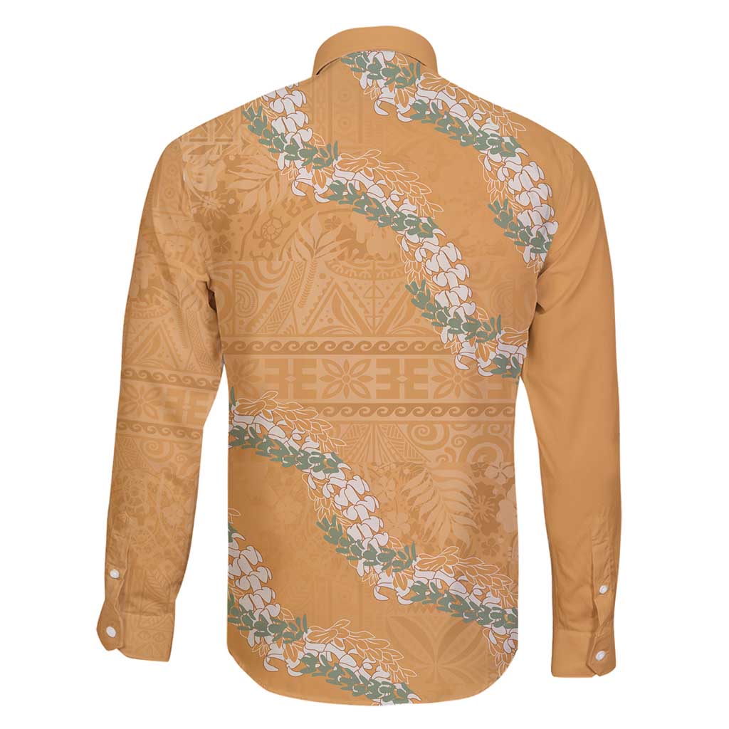 Aloha Pakalana and Puakenikeni Lei Family Matching Mermaid Dress and Hawaiian Shirt Gold Hawaiian Pattern LT9 - Polynesian Pride
