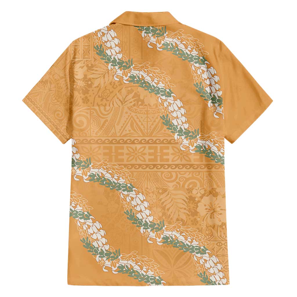Aloha Pakalana and Puakenikeni Lei Family Matching Puletasi and Hawaiian Shirt Gold Hawaiian Pattern LT9 - Polynesian Pride