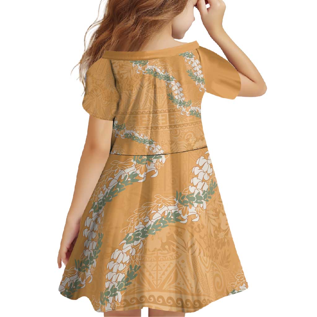 Aloha Pakalana and Puakenikeni Lei Family Matching Short Sleeve Bodycon Dress and Hawaiian Shirt Gold Hawaiian Pattern LT9 - Polynesian Pride