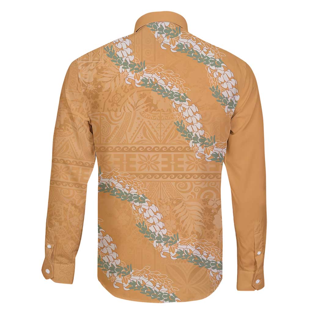 Aloha Pakalana and Puakenikeni Lei Family Matching Short Sleeve Bodycon Dress and Hawaiian Shirt Gold Hawaiian Pattern LT9 - Polynesian Pride