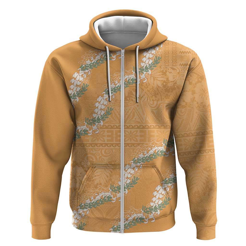 Aloha Pakalana and Puakenikeni Lei Hoodie Gold Hawaiian Pattern