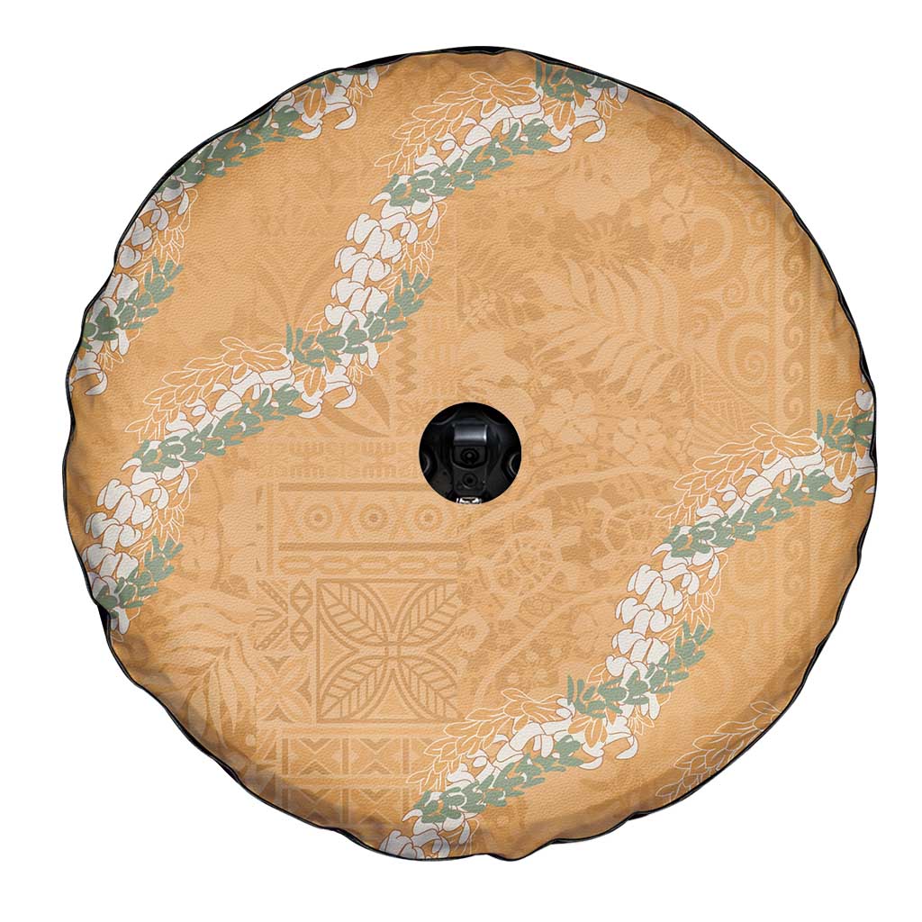 Aloha Pakalana and Puakenikeni Lei Spare Tire Cover Gold Hawaiian Pattern