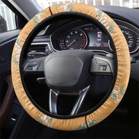 Aloha Pakalana and Puakenikeni Lei Steering Wheel Cover Gold Hawaiian Pattern