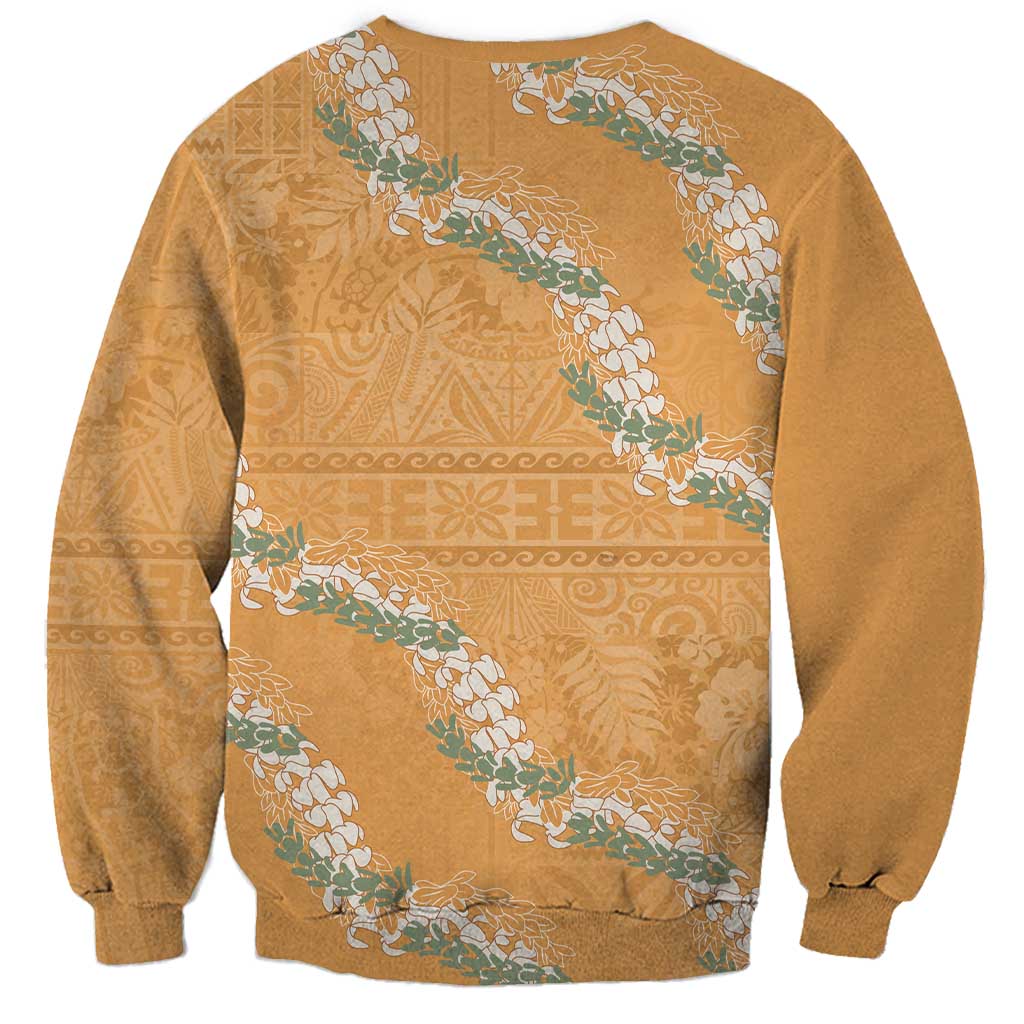 Aloha Pakalana and Puakenikeni Lei Sweatshirt Gold Hawaiian Pattern