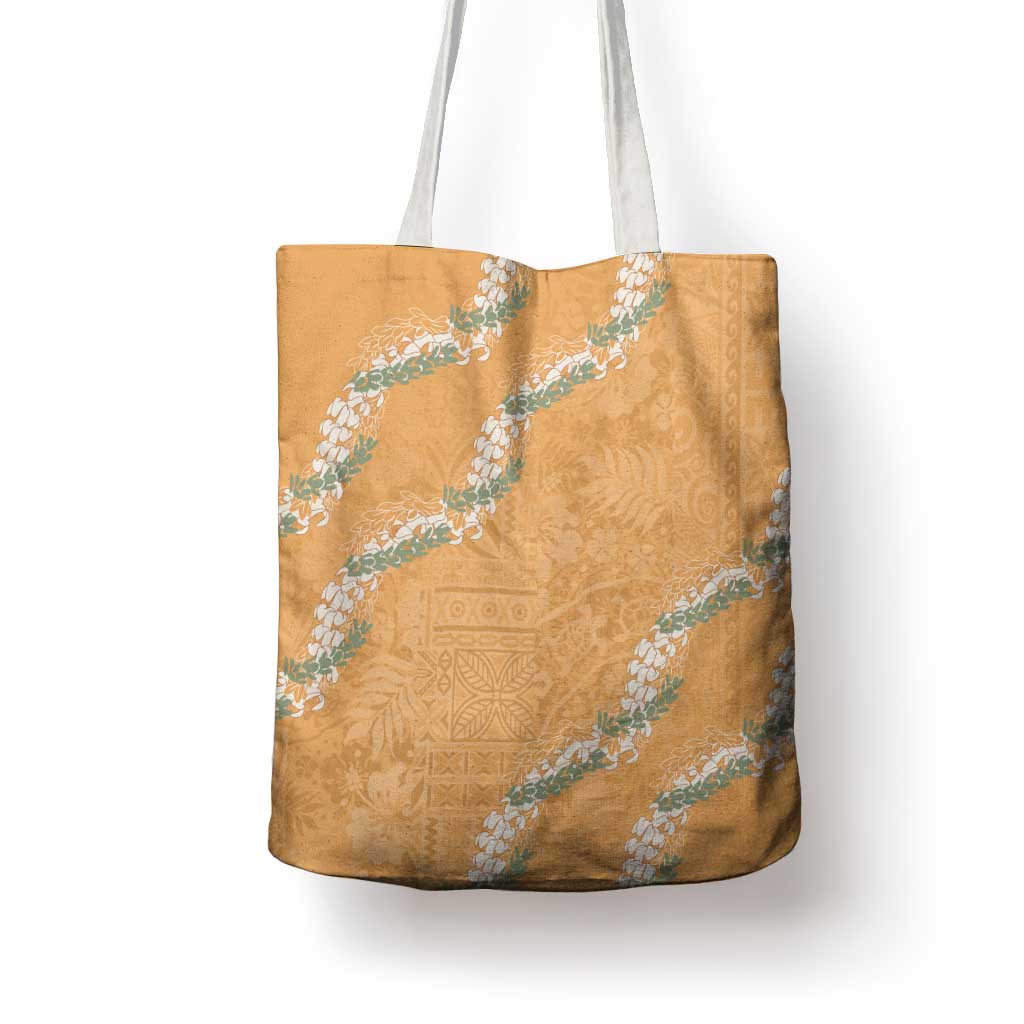 Aloha Pakalana and Puakenikeni Lei Tote Bag Gold Hawaiian Pattern - Polynesian Pride