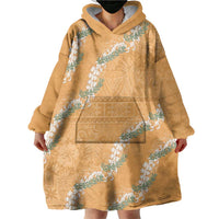 Aloha Pakalana and Puakenikeni Lei Wearable Blanket Hoodie Gold Hawaiian Pattern