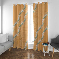 Aloha Pakalana and Puakenikeni Lei Window Curtain Gold Hawaiian Pattern